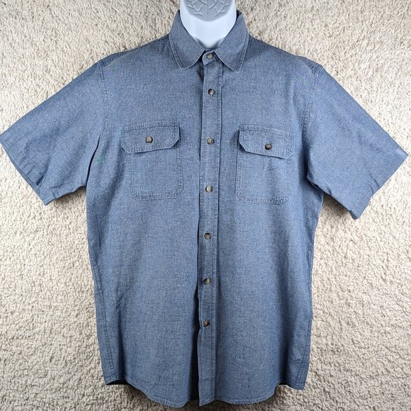 Wrangler*‎ Men's Short Sleeve Button Down Curved Hem Double Pocket Shirt~ Medium - Picture 1 of 9